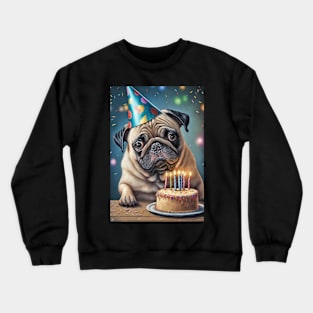 Pug Dog Birthday Card #1 Crewneck Sweatshirt